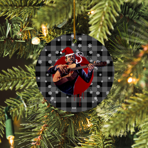 Johnny Cash Merry Christmas Circle Ornament