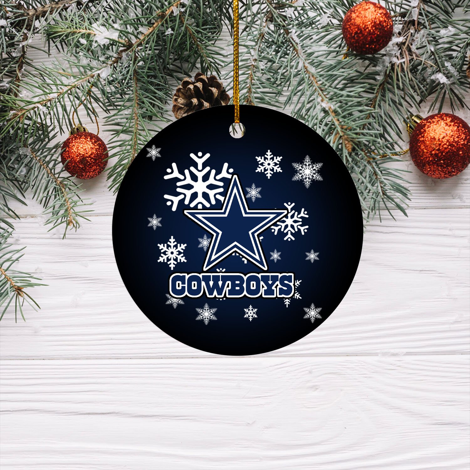 Dallas Cowboys Christmas Merry Christmas Circle Ornament