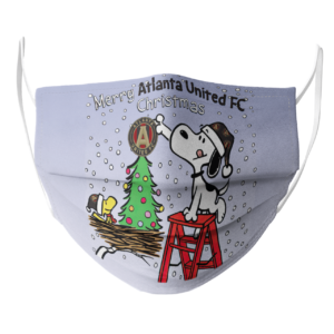 Snoopy and Woodstock Merry Atlanta United FC Christmas face mask
