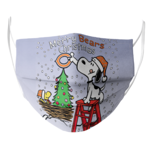 Snoopy and Woodstock Merry Chicago Bears Christmas face mask
