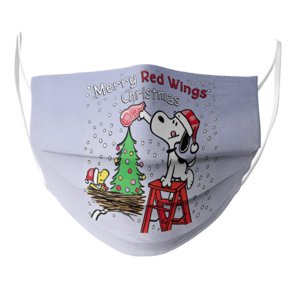 Snoopy and Woodstock Merry Detroit Red Wings Christmas face mask