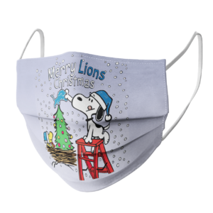 Snoopy and Woodstock Merry Detroit Lions Christmas face mask
