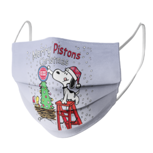Snoopy and Woodstock Merry Detroit Pistons Christmas face mask