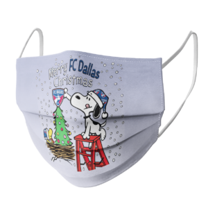 Snoopy and Woodstock Merry FC Dallas Christmas face mask