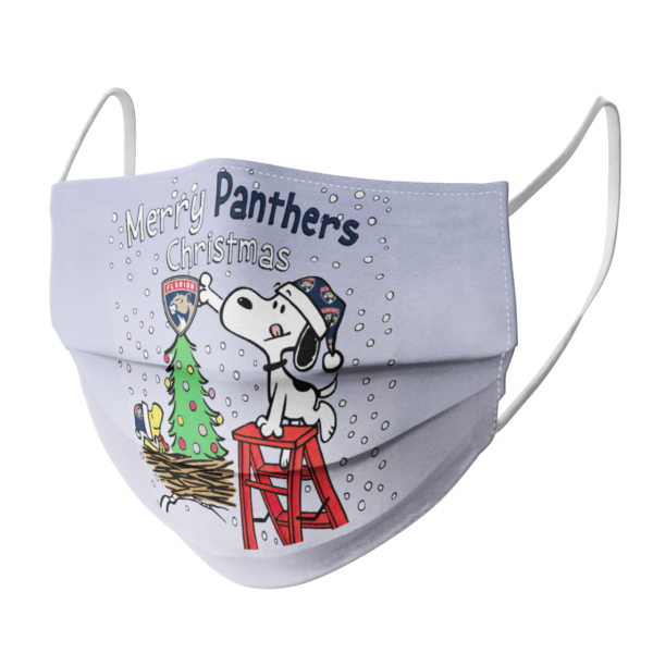 Snoopy and Woodstock Merry Florida Panthers Christmas face mask