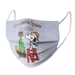 Snoopy and Woodstock Merry Houston Dynamo Christmas face mask