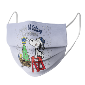 Snoopy and Woodstock Merry LA Galaxy Christmas face mask