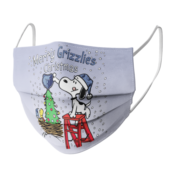 Snoopy and Woodstock Merry Memphis Grizzlies Christmas face mask