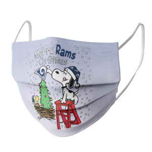 Snoopy and Woodstock Merry Los Angeles Rams Christmas face mask
