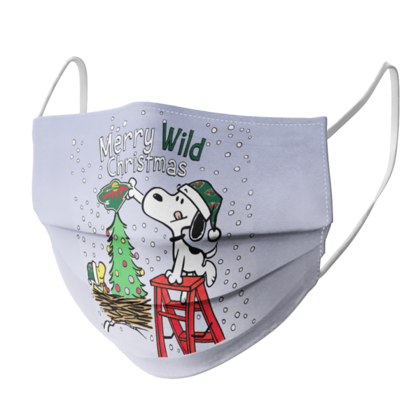 Snoopy and Woodstock Merry Minnesota Wild Christmas face mask