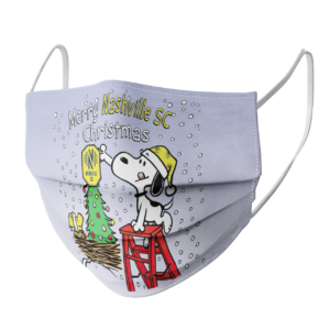 Snoopy and Woodstock Merry Nashville SC Christmas face mask