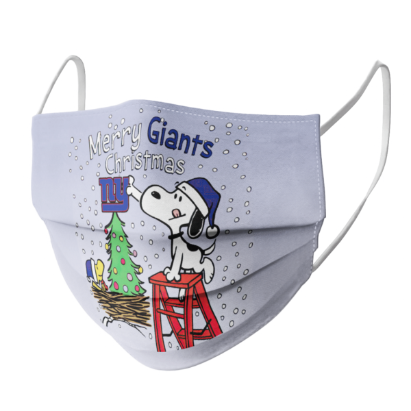 Snoopy and Woodstock Merry New York Giants Christmas face mask