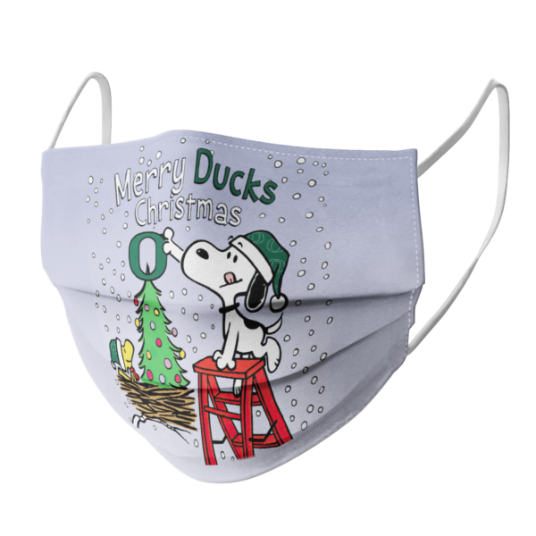 Snoopy and Woodstock Merry Oregon Ducks Christmas face mask