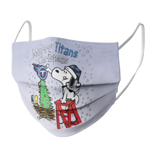 Snoopy and Woodstock Merry Tennessee Titans Christmas face mask