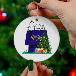 Baltimore Ravens Snoopy Christmas Circle Ornament