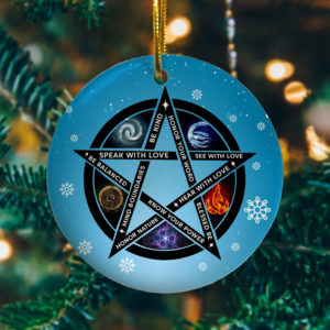 Speak with Love See with Love Be Balanced Know Your Power Pentagram Tree Decoration Christmas Ornament