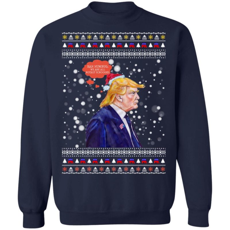 Bah Humbug Trump Ugly Christmas Sweater Long Sleeve