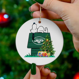 New York Jets Snoopy Christmas Circle Ornament