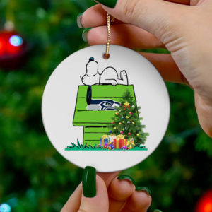 Seattle Seahawks Snoopy Christmas Circle Ornament
