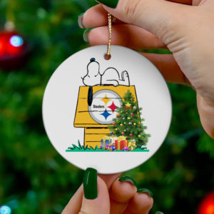 Pittsburgh Steelers Snoopy Christmas Circle Ornament