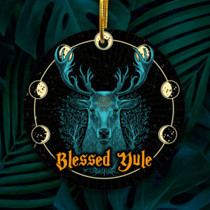 Blessed Yule Deer Pagan Norse Tree Decoration Christmas Ornament