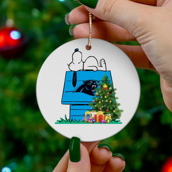 Carolina Panthers Snoopy Christmas Circle Ornament