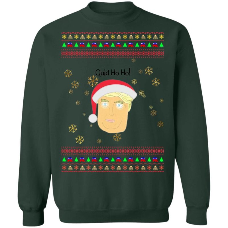 Donald Trump Quid Ho Ho Play On Words Ugly Christmas Sweater