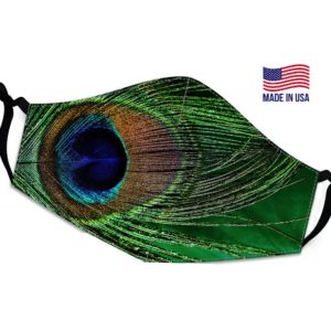 Large Peacock Feather Reusable Face Mask
