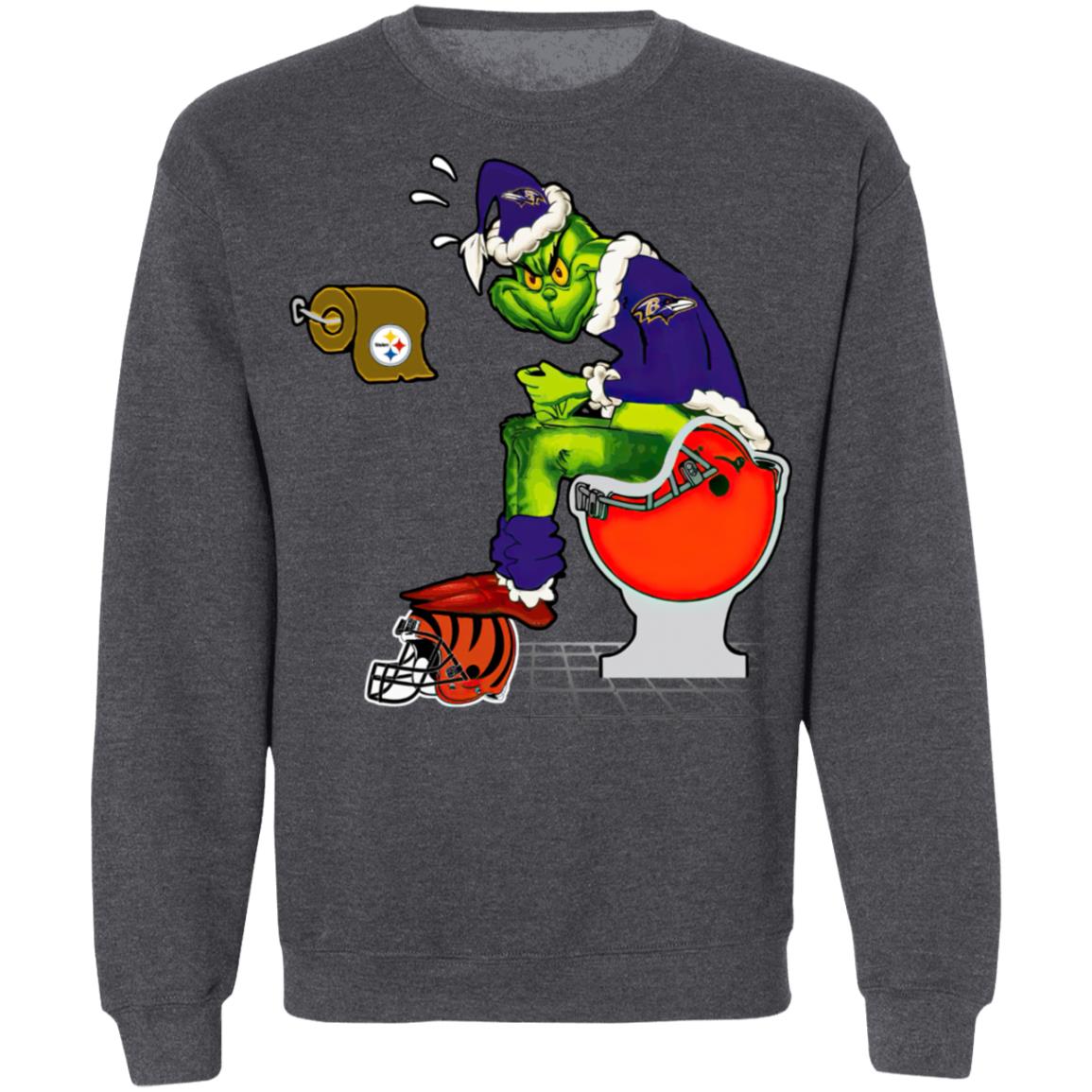 NFL Baltimore Ravens Cute 12 Grinch Face Xmas Day Ugly