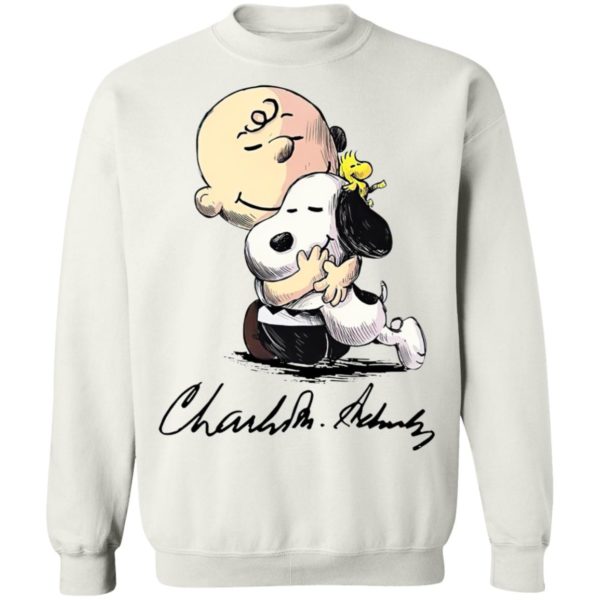 The Peanuts Snoopy Hug Charlie Brown And Woodstock Signature Shirt