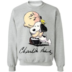 The Peanuts Snoopy Hug Charlie Brown And Woodstock Signature Shirt