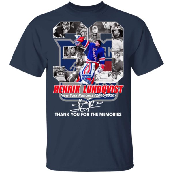 30 Henrik Lundqvist New York Rangers 2005 2020 Thank You For The Memories Signature Shirt