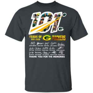 101 Years Of Green Bay Packers Thank You For The Memories Signatures Shirt