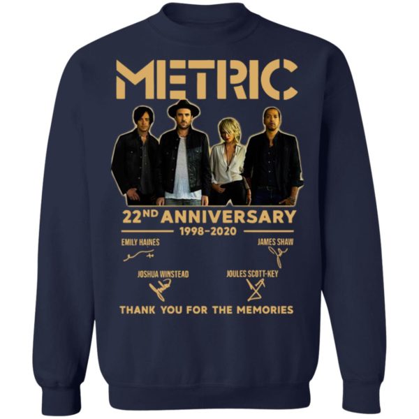 Metric 22nd Anniversary 1998 2020 Thank You For The Memories Signatures Shirt