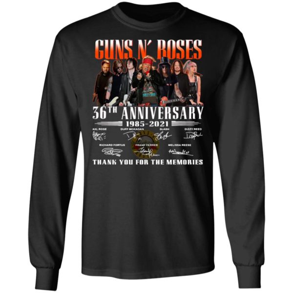 Guns N’ Roses 36th Anniversary 1985 2021 Thank You For The Memories Signatures Shirt