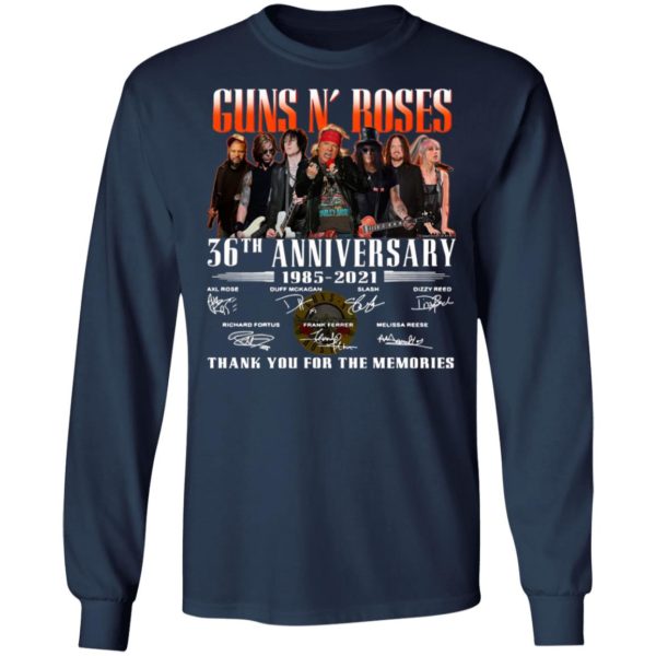 Guns N’ Roses 36th Anniversary 1985 2021 Thank You For The Memories Signatures Shirt