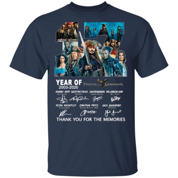 17 Years Of Pirates Caribbean 2003 2020 Thank You For The Memories Signatures Shirt