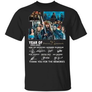 17 Years Of Pirates Caribbean 2003 2020 Thank You For The Memories Signatures Shirt