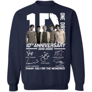 Official One Direction 10th anniversary 2010 2020 thank you for the memories Shirt