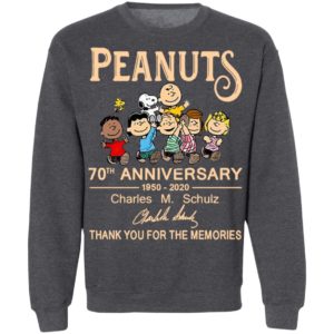 Peanuts 70th Anniversary 1950 2020 Thank You For The Memories Signatures Shirt