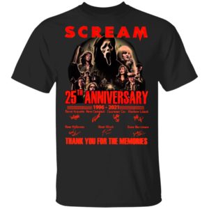 Scream 25th Anniversary 1996 2021 Thank You For The Memories Signatures Shirt