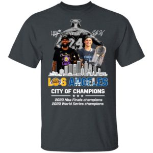 Kobe Bryant Los Angeles Lakers City Of Champions 2020 Nba Final Champions 2020 World Series Champions Signatures Shirt