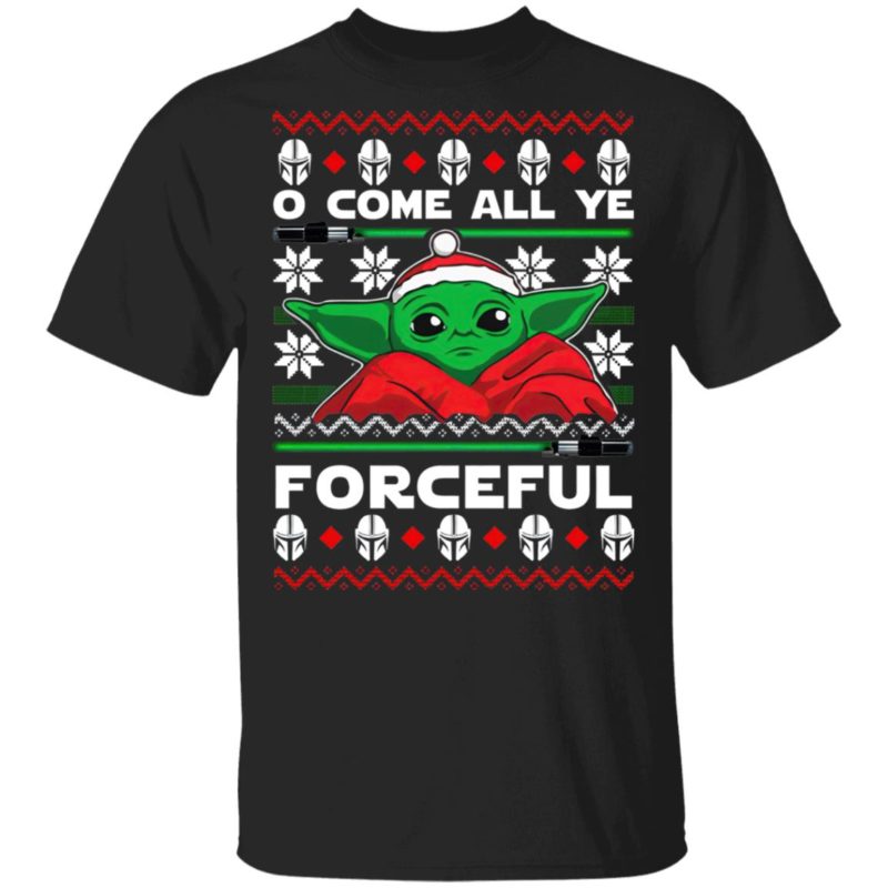 O Come All Ye Forceful Baby Yoda Ugly Christmas sweater