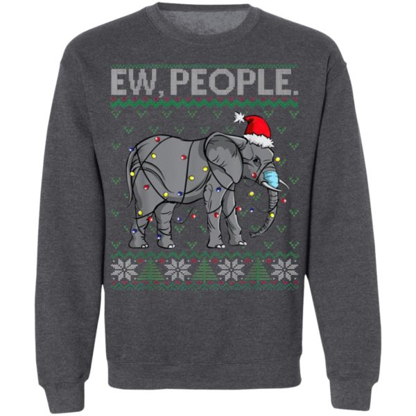 Ew People Elephant Face Mask Santa Ugly Christmas Sweater