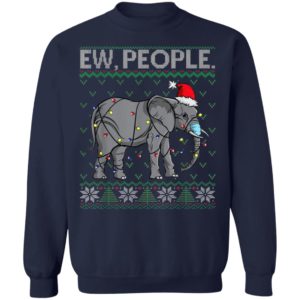 Ew People Elephant Face Mask Santa Ugly Christmas Sweater