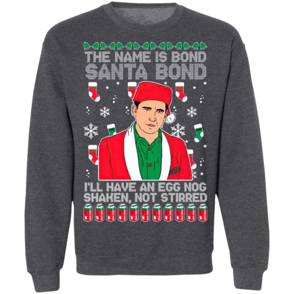 The Name Is Bond Santa Bond I’ll Have An Eggnog Shaken Not Stirred Ugly Christmas Sweater