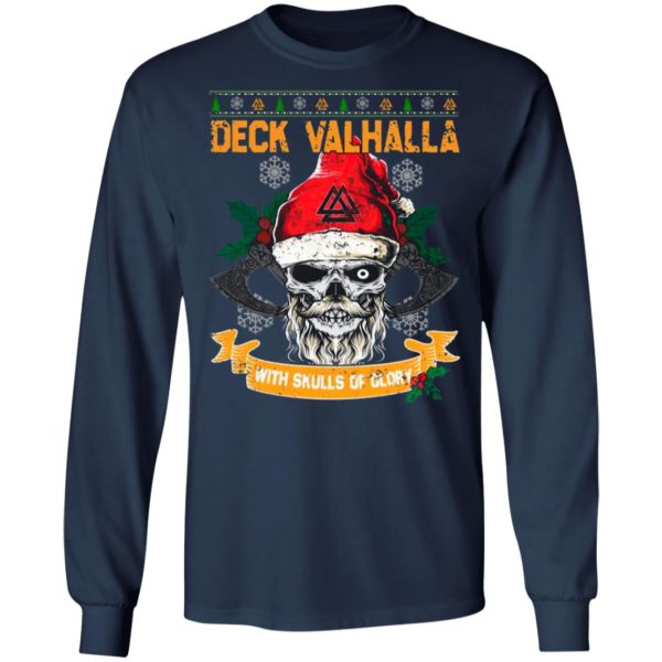 Santa Claus Skull Deck Valhalla With Skulls Of Glory Ugly Christmas Sweatshirt
