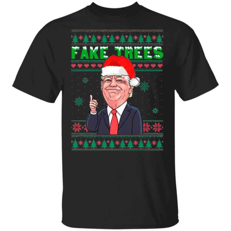 Fake Trees Red Tie Trump for President No Joe Biden Ugly Christmas Sweater