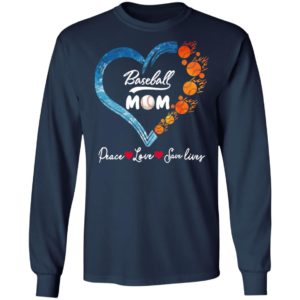 Peace Love Save Lives Baseball Mom Heart Shirt, Ladies Tee