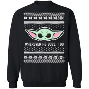 Baby Yoda Where He Goes I Go Ugly Christmas Sweater